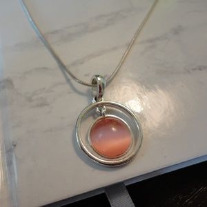 Pink and Silver Circle Pendant necklace